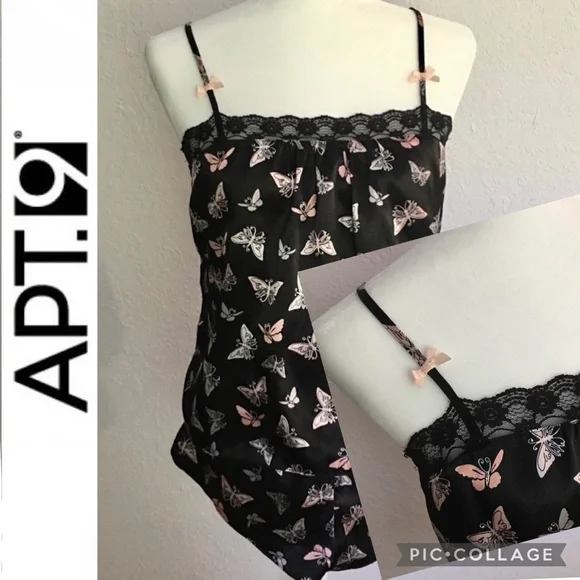 2-Piece Shortie Pajama Set, Pink/Black, Apt. 9 size M - Picture 1 of 9